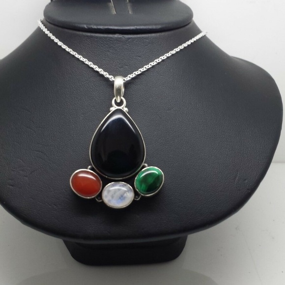 💖host pick💖onyx moonstone malachite pendant - Picture 3 of 7